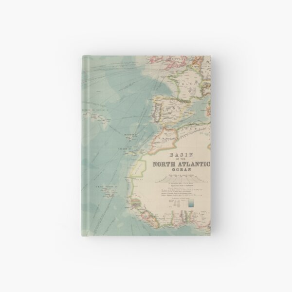 Vintage Atlantic Ocean Travel Routes and Timeline Map (1912) Hardcover Journal