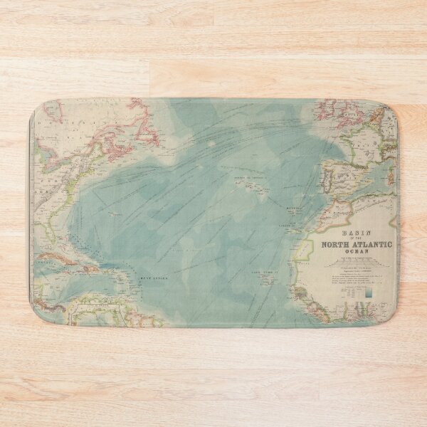 Item preview, Vintage Atlantic Ocean Travel Routes and Timeline Map (1912) designed and sold by BravuraMedia.