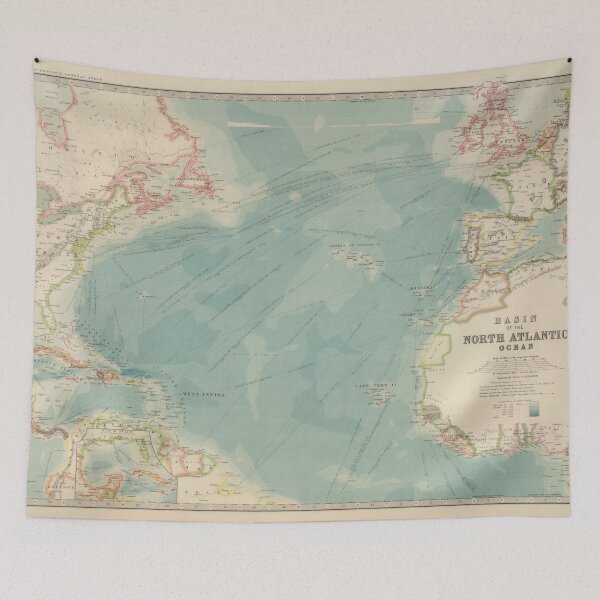 Item preview, Vintage Atlantic Ocean Travel Routes and Timeline Map (1912) designed and sold by BravuraMedia.