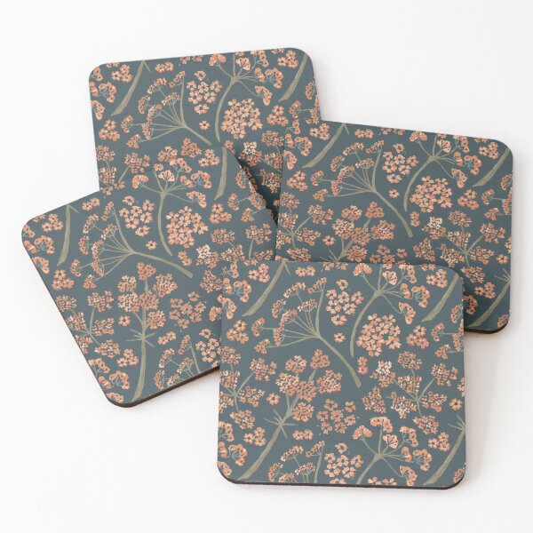 Item preview, Orange & Teal Watercolor Stem Caraway Floral Pattern designed and sold by StudioPosies.