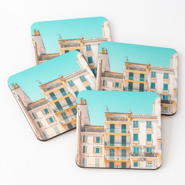 Item preview, Cannes City Architecture, French Riviera Summer Travel, Pastel Colors, Colorful Buildings Facade, Orange And Teal designed and sold by radub85.