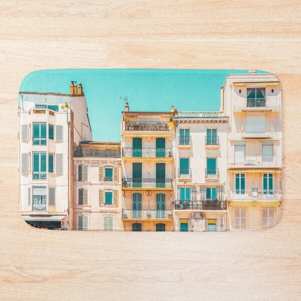Item preview, Cannes City Architecture, French Riviera Summer Travel, Pastel Colors, Colorful Buildings Facade, Orange And Teal designed and sold by radub85.