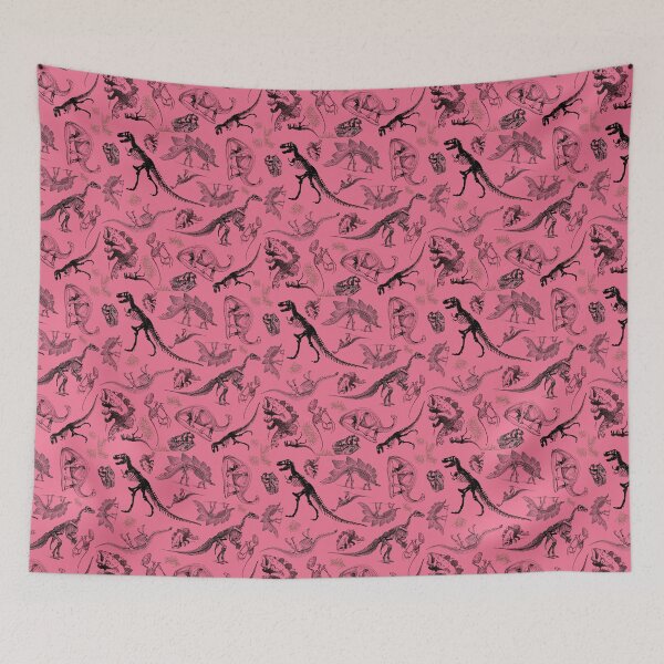 Item preview, Dino Toile | Vintage Museum Dinosaur Sketches and Skeletons PINK designed and sold by Kristi Duggins.