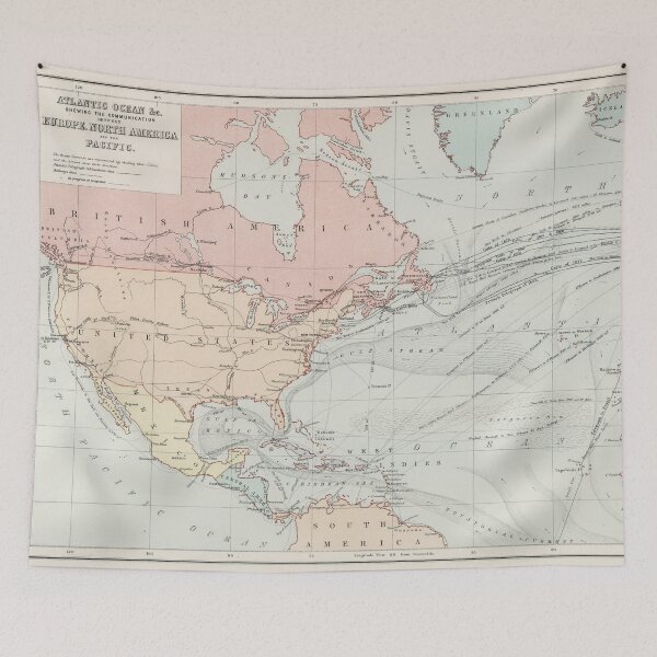 Item preview, Vintage Atlantic Ocean Telegraph Cables and Steamboat Route Map  designed and sold by BravuraMedia.