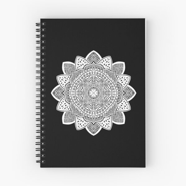 Aperçu de l'œuvre Conception de mandala contour blanc - fleur de lotus en fleurs créée et vendue par DesignTreasure.