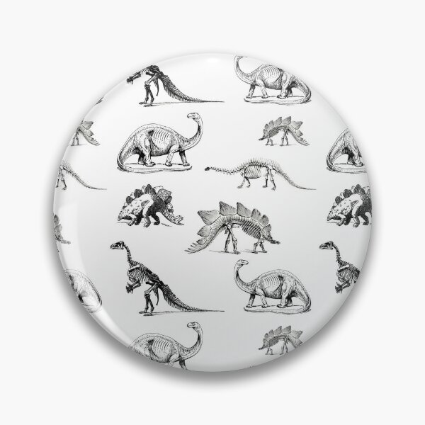Vintage Museum Dinosaurs | Black and White Pin