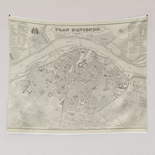 Item preview, Vintage Map of Avignon France (1852) designed and sold by BravuraMedia.