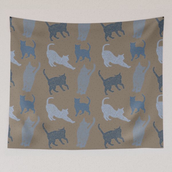 Item preview, Blue Grey Cats On Brown Background Circle Design designed and sold by Pierre Bernard Jr.