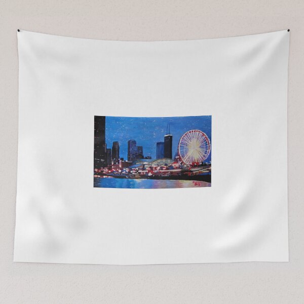 Item preview, Chicago Skyline With Ferris Wheel designed and sold by artshop77.