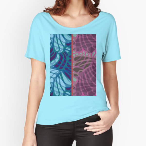Blue and Purple Abstract Relaxed Fit T-Shirt