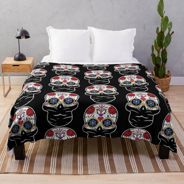 Item preview, Sugar Skull with Colorful Flowers wearing Black Mask designed and sold by MadMando.