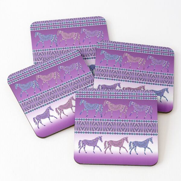 Item preview, Bohemian Mandala Horses Parade in purple, blue, and Rose designed and sold by WatersEdgeGal.