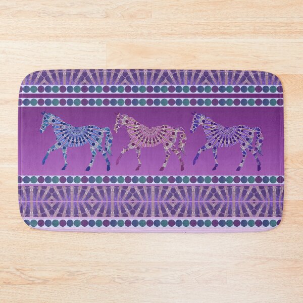 Item preview, Bohemian Mandala Horses Parade in purple, blue, and Rose designed and sold by WatersEdgeGal.