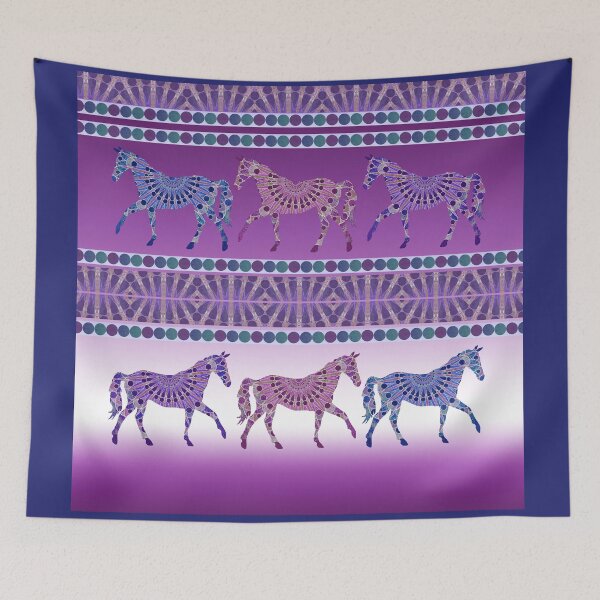 Item preview, Bohemian Mandala Horses Parade in purple, blue, and Rose designed and sold by WatersEdgeGal.