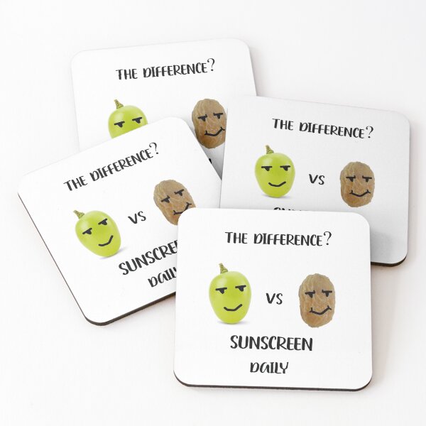 Item preview, Grape vs Raisins Difference Use Sunscreen Daily designed and sold by monica-mirt.