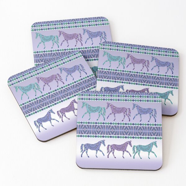 Item preview, Bohemian Mandala Horses Parade in purple, blue, and green designed and sold by WatersEdgeGal.