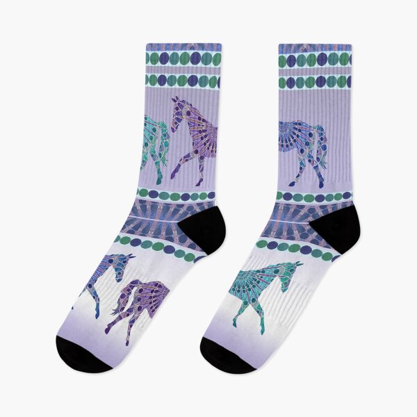 Item preview, Bohemian Mandala Horses Parade in purple, blue, and green designed and sold by WatersEdgeGal.