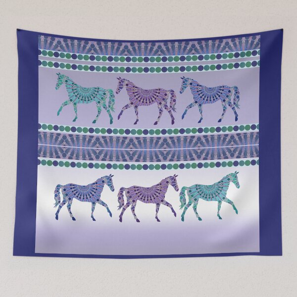 Item preview, Bohemian Mandala Horses Parade in purple, blue, and green designed and sold by WatersEdgeGal.