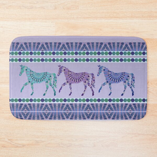 Item preview, Bohemian Mandala Horses Parade in purple, blue, and green designed and sold by WatersEdgeGal.