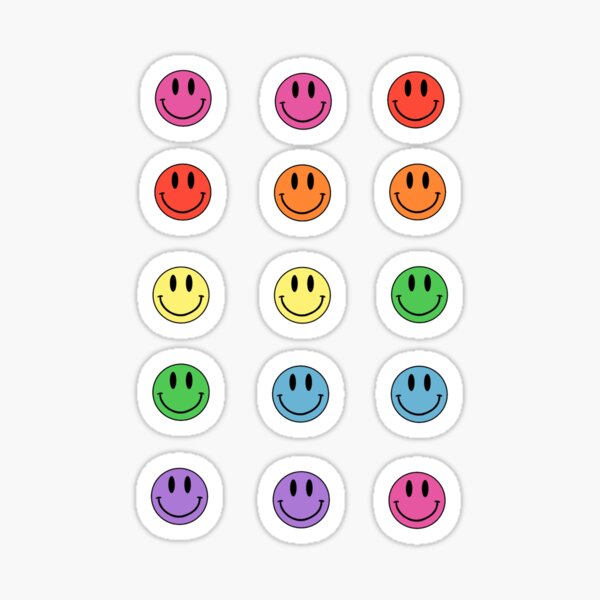 Retro Smile Face Sticker Bundle, Positive Stickers in PNG By ArtFM