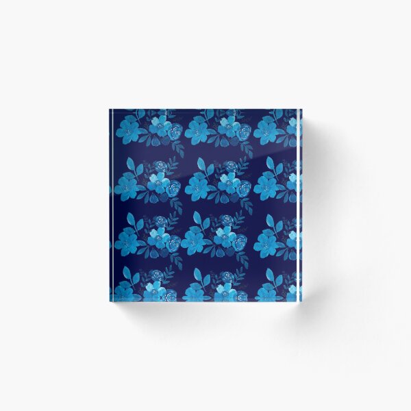 Item preview, Blue Watercolor Motif With Navy Blue Background  designed and sold by petalsofpassion.