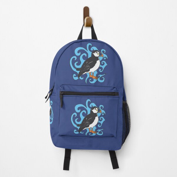 Puffin in Blue Swirls Backpack