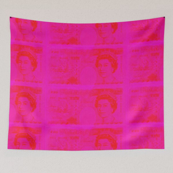 Item preview, Bright Pink and Red British Pound Sterling Banknote Bill Cash Coin Currency designed and sold by Plastic Memory Archive.