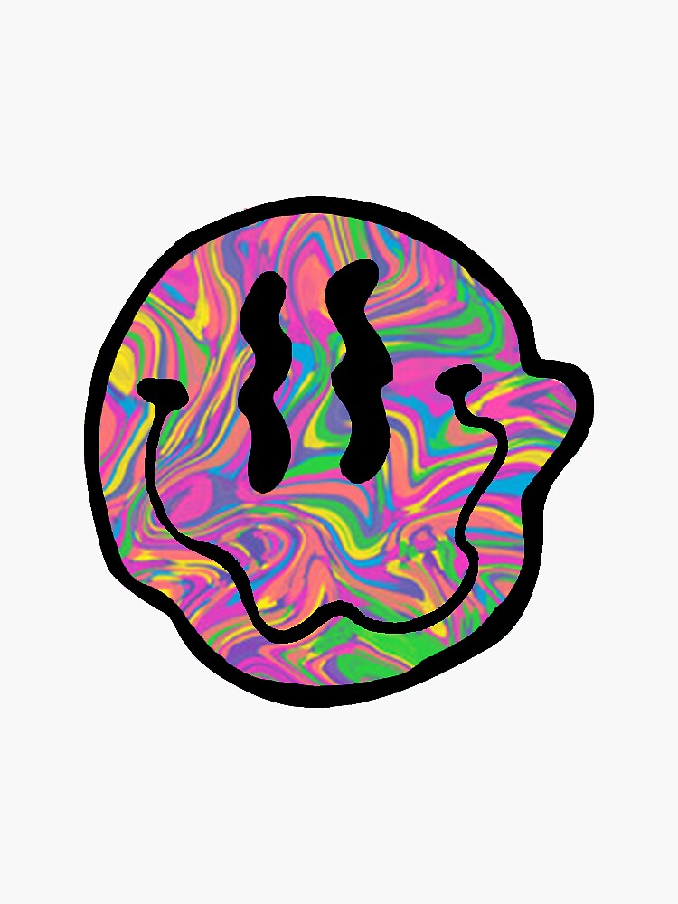 "Trippy Smiley" Sticker by reeselester Redbubble