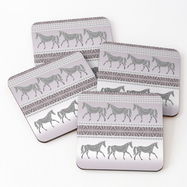 Item preview, Bohemian Mandala Horses Parade in Warm Gray designed and sold by WatersEdgeGal.