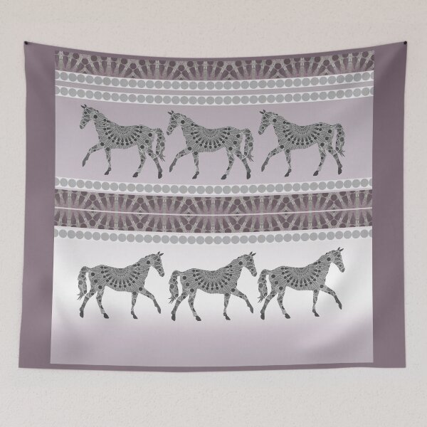 Item preview, Bohemian Mandala Horses Parade in Warm Gray designed and sold by WatersEdgeGal.