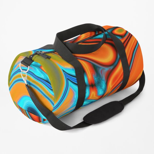 vivid modern Southwest hipster turquoise orange swirls Duffle Bag
