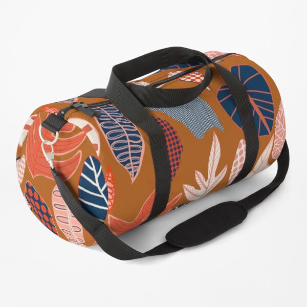Patterned Foliage Rust Duffle Bag