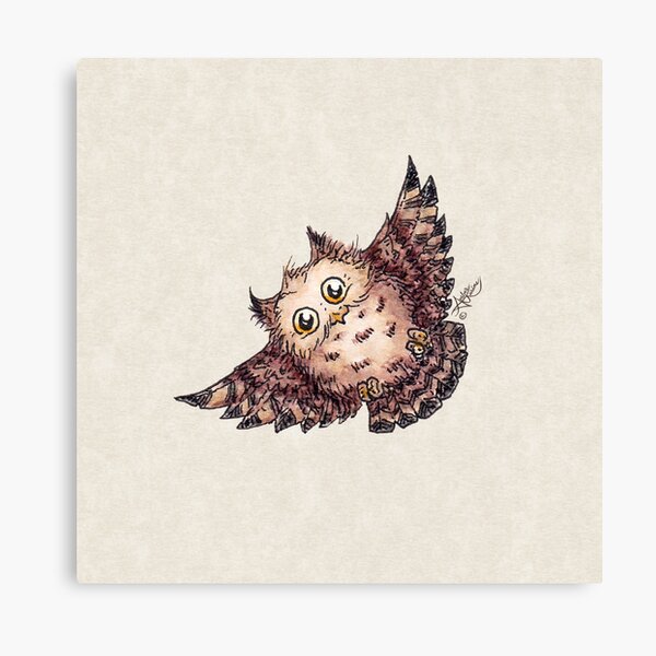 Superb Owl 2 by Amber Marine, Watercolor & Ink (Copyright 2020) Canvas Print
