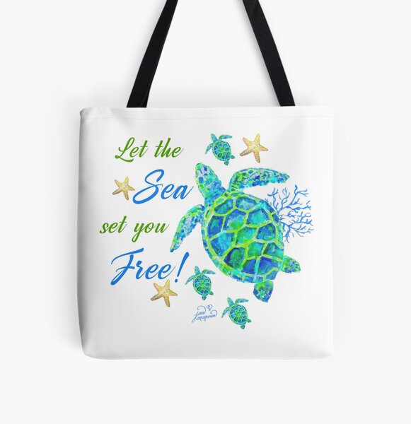 Turtles - Let the Sea set you Free! All Over Print Tote Bag