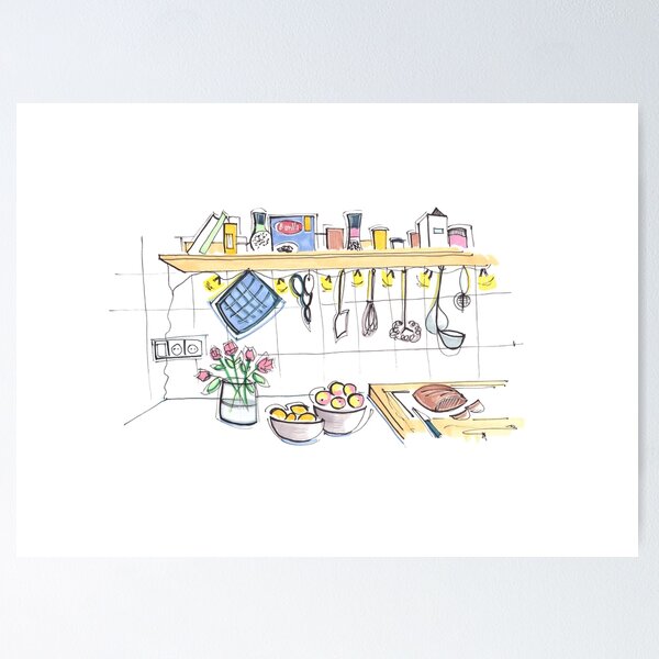 Item preview, cozy kitchen in Berlin designed and sold by AnastasiaSketch.