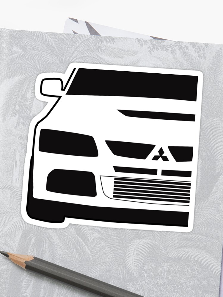 Mitsubishi Lancer Evo Close Up Zoom Corner Sticker Tee Design