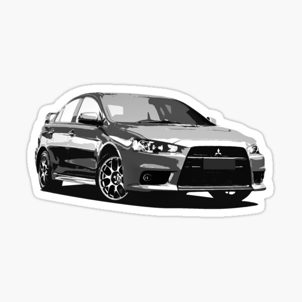 Mitsubishi Evolution X Sticker / Tee - Posterised/Greyscale design Sticker