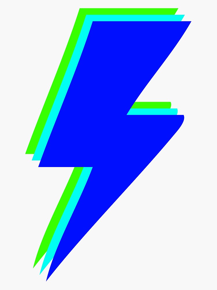 "Neon Layered Lightning Bolts (green, light blue, dark blue)" Sticker