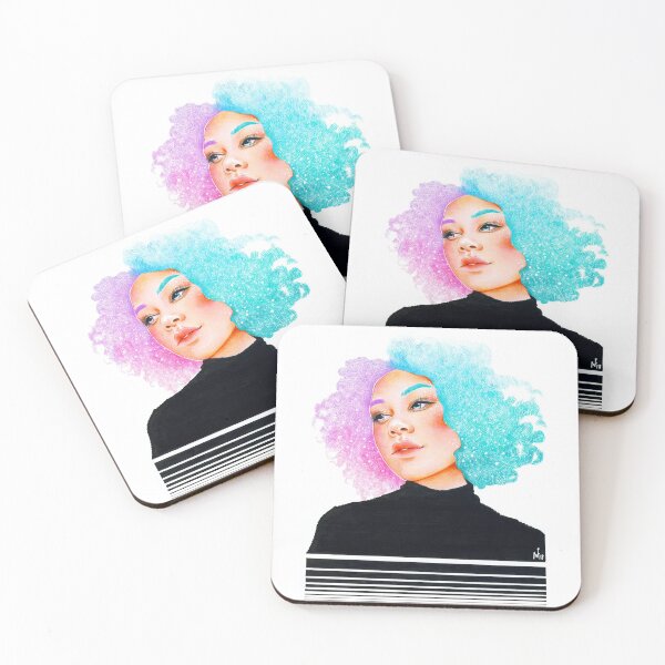 Item preview, Cotton Candy Hair Mixed Media Portrait designed and sold by Nikita Iszard.