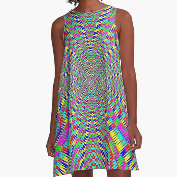 Optical illusion, Concentric Circles, Geometric Art - концентрические круги A-Line Dress