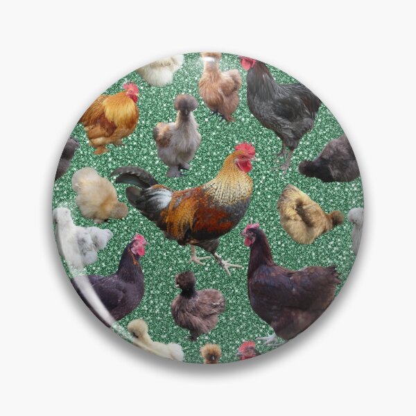 Item preview, Pollos del patio trasero con purpurina verde designed and sold by StandoutSilkies.