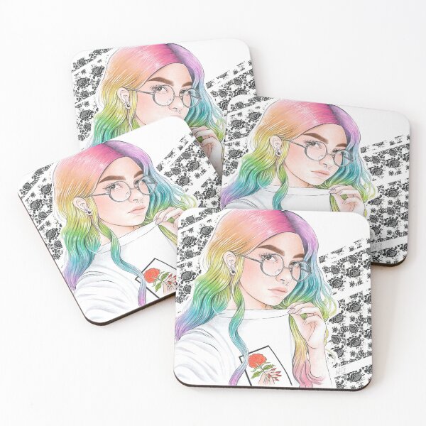 Artikelvorschau, Pastell Rainbow Brite Mixed Media Porträt entworfen und verkauft von Nikita Iszard.