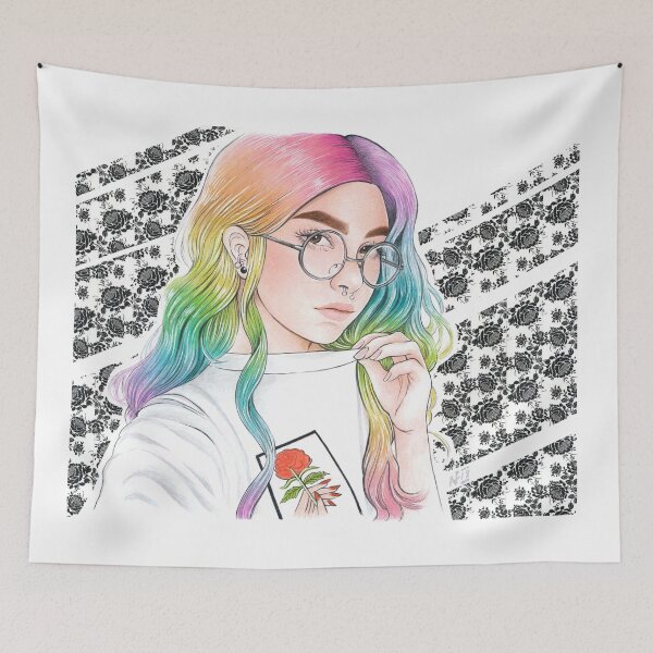 Item preview, Pastel Rainbow Brite Mixed Media Portrait designed and sold by Nikita Iszard.