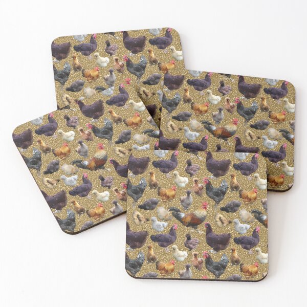 Item preview, Backyard Chickens on Gold Glitter designed and sold by StandoutSilkies.