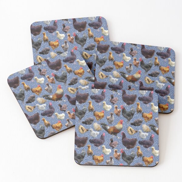 Item preview, Backyard Chickens on Blue Glitter designed and sold by StandoutSilkies.