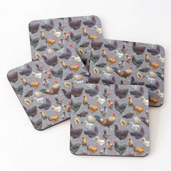 Item preview, Backyard Chickens on Silver Glitter designed and sold by StandoutSilkies.