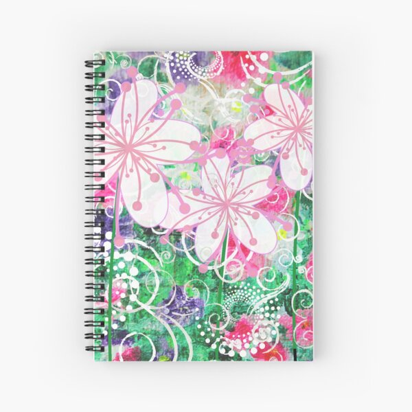 Joyful White Flowers by Jan Marvin Spiral Notebook