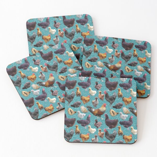Item preview, Backyard Chickens on Turquoise Glitter designed and sold by StandoutSilkies.