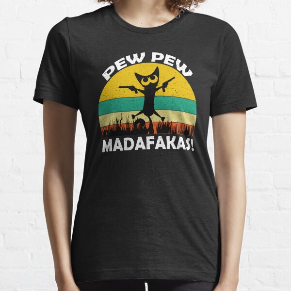 Retro Vintage Funny Cat Pew Pew Madafakas Essential T-Shirt