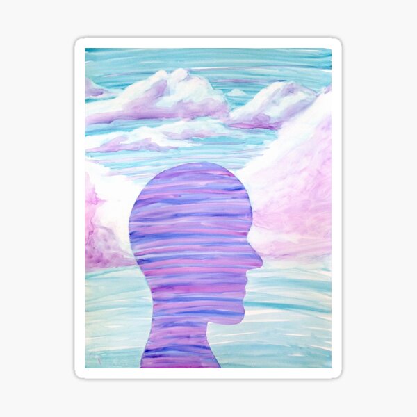 Yupo Painting | Purple Sky | Silhouette Portrait Sticker